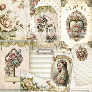 Diario de oración católica, páginas imprimibles de diario basura, Sagrado Corazón de María, descarga digital de la Virgen María, planificador católico, tarjetas de oración