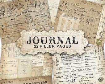 Junk Journal Filler Pages, Printable Coffee Dyed Vintage Grunge Papers, Digital Download, Journal Digital Kit, Neutral Tones