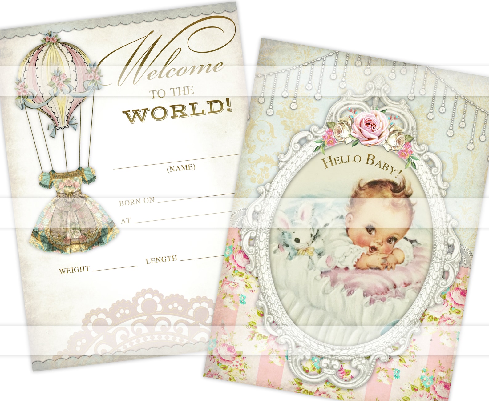 Baby Girl Junk Journal Kit Digital Collage Sheet Printable Etsy