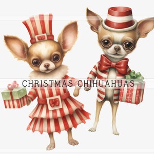 Christmas Chihuahuas, Printable Clipart, Junk Journal Ephemera, Digital ...