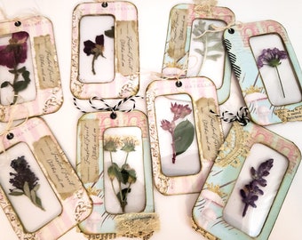 flower Specimen Cards, Journal Cards, Junk Journal Printable tags, ephemera slides with windows, embellishments vintage images collage sheet
