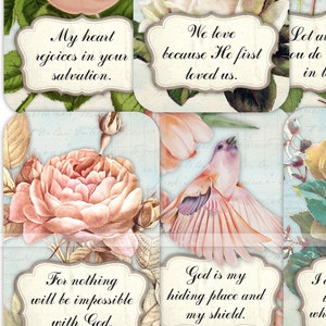 Christian Bible Versus, Printable Bible Journal Cards, Quotes, Vintage ...