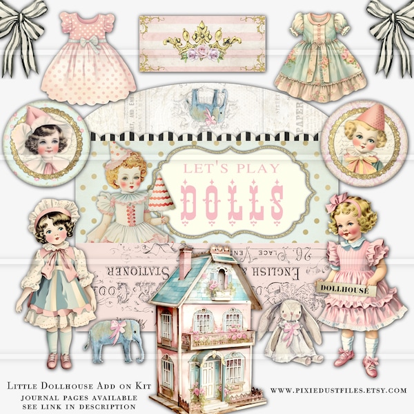 Paper Doll Junk Journal Kit, großes und schlankes Journal, bedruckbares Kit, digitaler Download, Vintage Papierpuppen Reisende Notebook Journaling Seiten