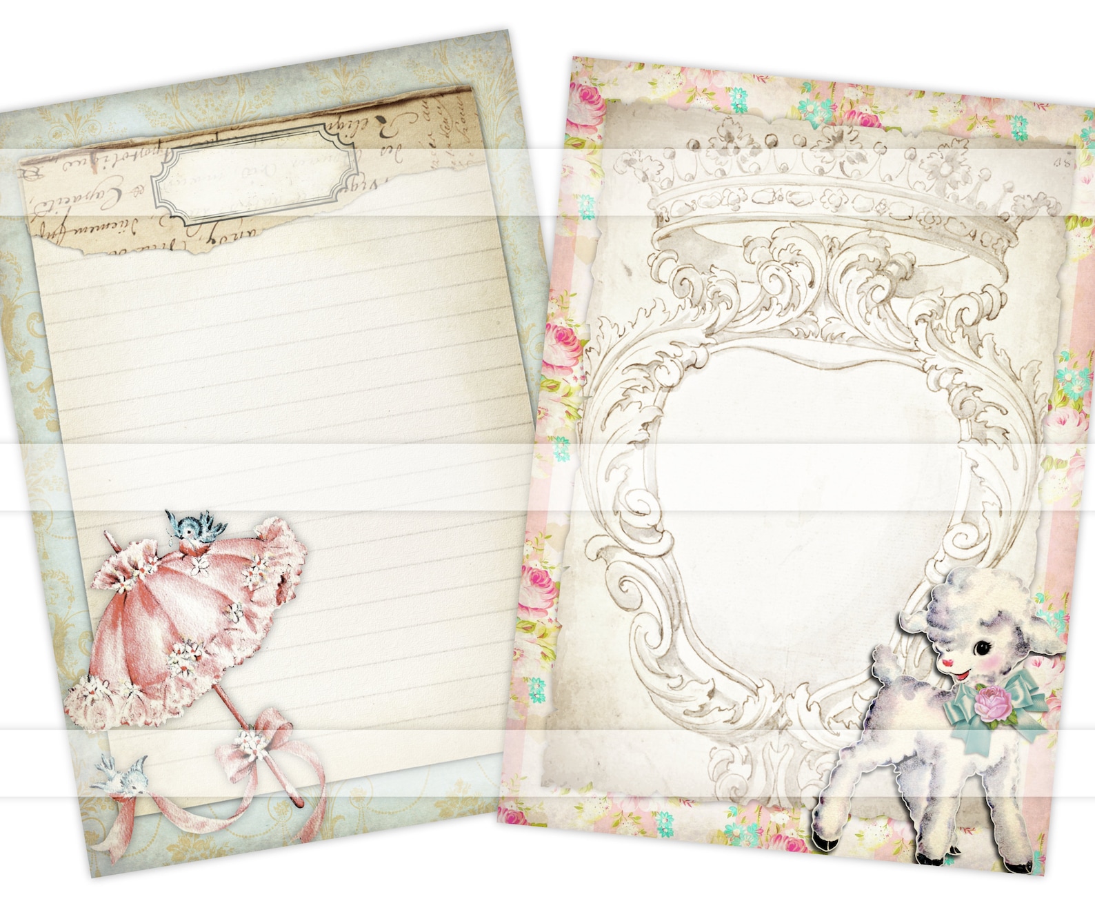 Baby Girl Junk Journal Kit Digital Collage Sheet Printable Etsy