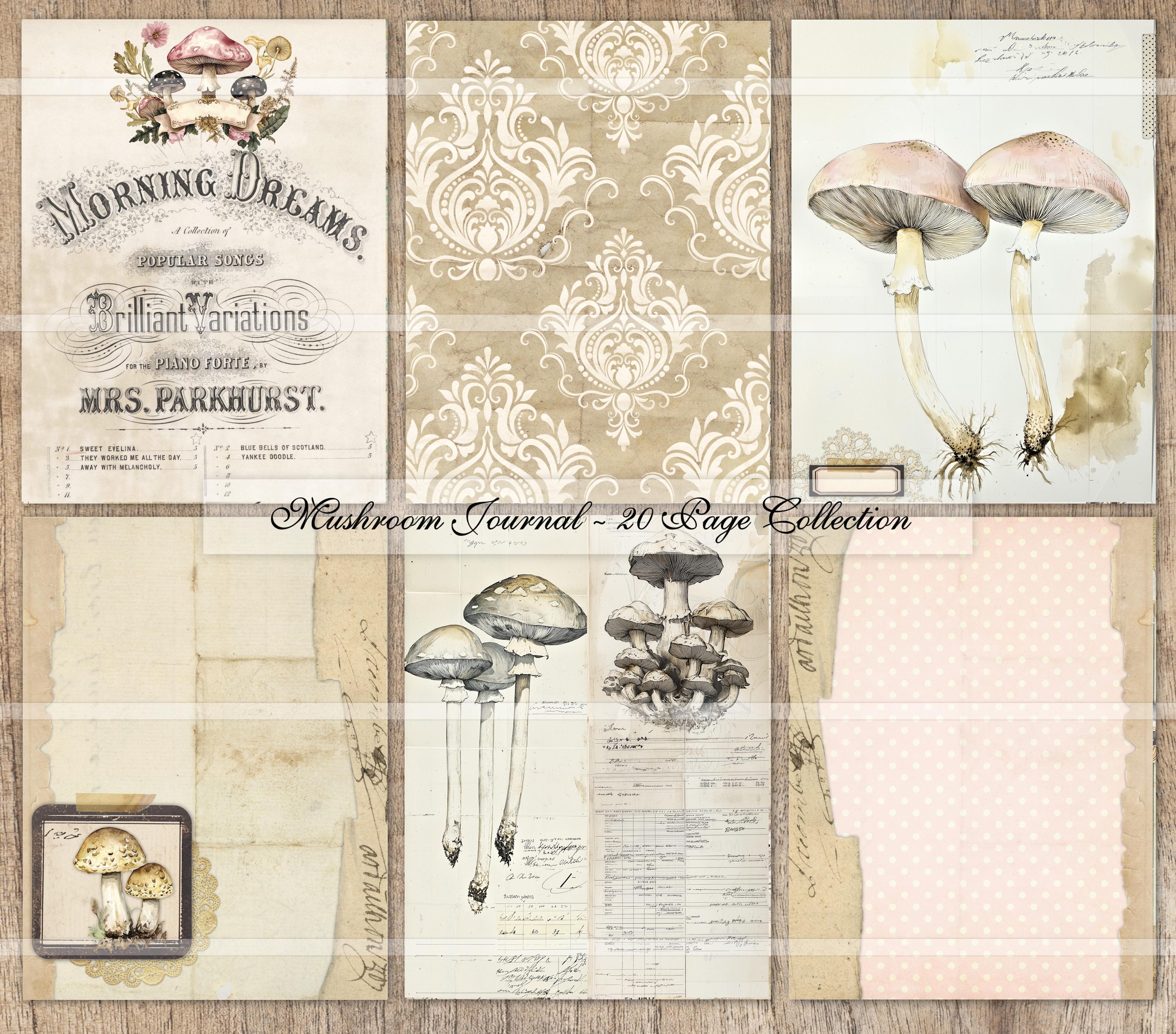 Mushrooms Junk Journal Kit, Printable Pages, Vintage Mushroom Ephemera ...