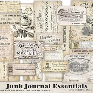 Essentiels pour le journal indésirable, documents éphémères imprimables, pages de journalisation, couvertures de partitions, factures françaises, cartes postales, téléchargement du kit éphémère numérique