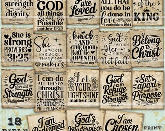 Bible Junk Journal Printable: Scripture Prayer Cards, Digital Download, Bible Versus, Vintage Christian Journaling Cards