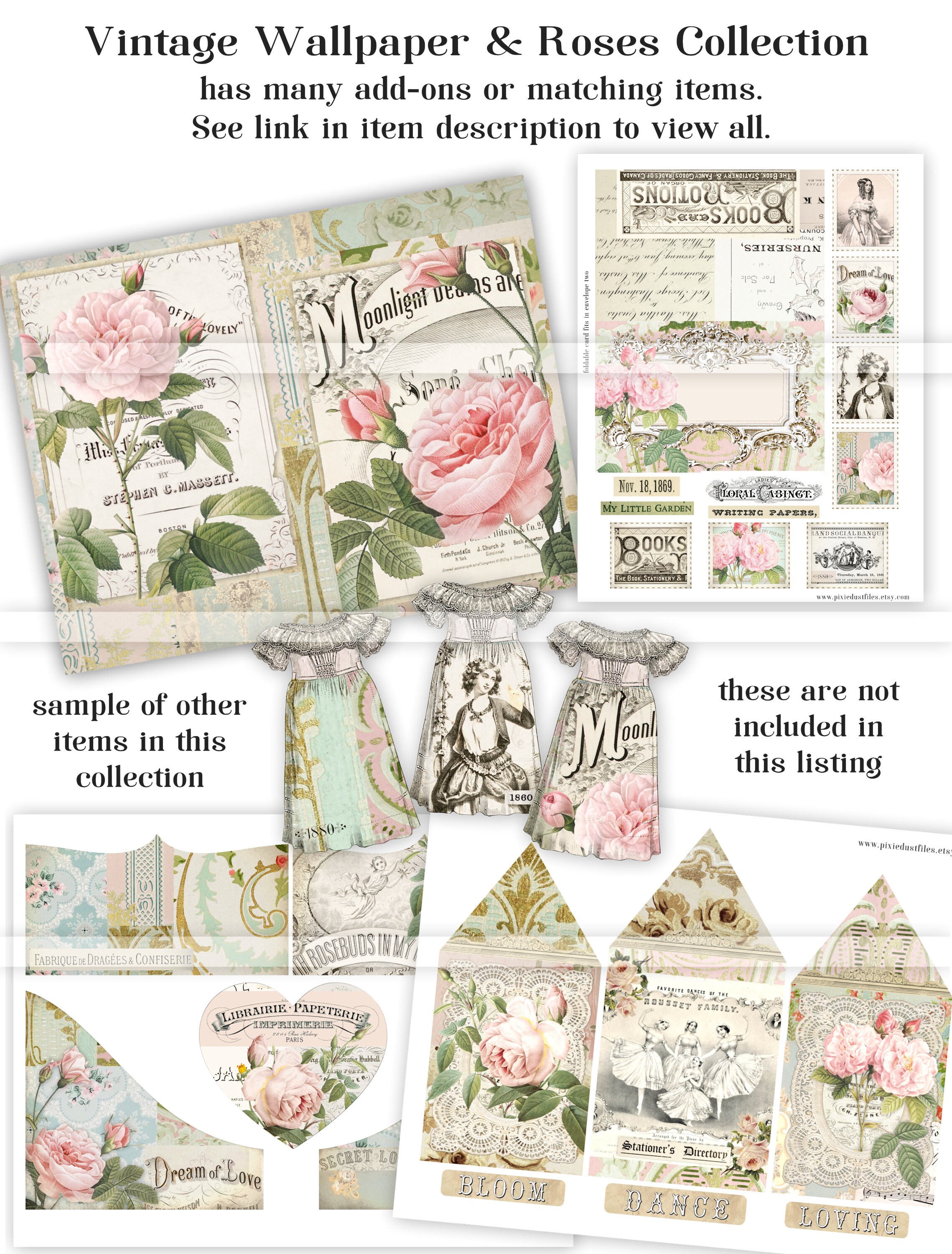 Junk Journal Wallpaper Bundle Printable Wallpapers Tags - Etsy