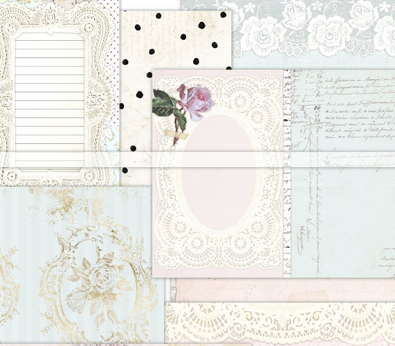 Shabby Chic JUNK JOURNAL Paper, Lined Journaling Pages, Printable ...