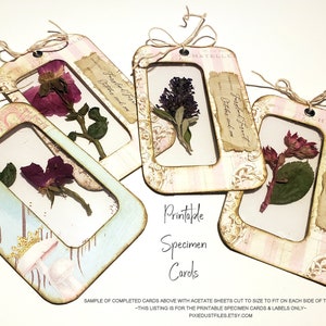 Druckbare Schiebekarten für Junk Journale, Scrapbooking, digitale Collage Sheet, gepresste Blumen Display Journaling Karten Ephemera Kit