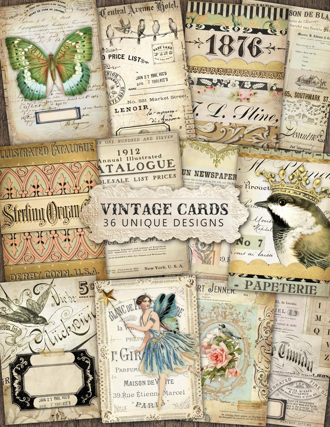 Junk Journal ATC Printable Cards, Vintage Ledgers, Printable Ephemera ...