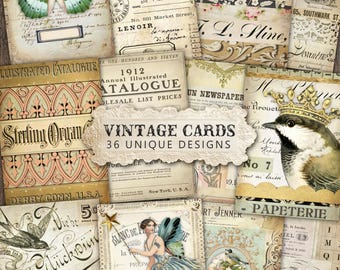 Junk Journal ATC Printable Cards, Vintage Ledgers, Printable Ephemera, DIGITAL DOWNLOAD, Digi Paper Kit
