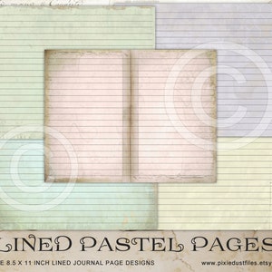 pagine di diario a righe stampabili kit di carta digitale per diario spazzatura confezione di effimeri pastello carta a righe digitale per diario scrapbooking artigianato di carta