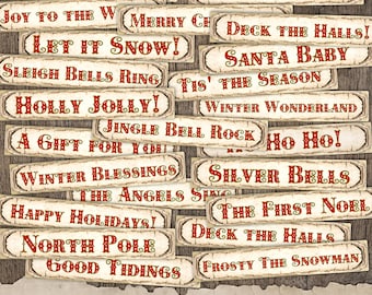 Printable Christmas Quotes & Words, Christmas Junk Journal Kit, DIGITAL DOWNLOAD, Christmas Labels for Scrapbooking, Collage, Journaling