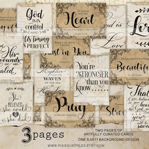 Printable Bible Versus - digital collage sheet - Christian prayer cards - Prayer Junk Journals - Scrapbooking - Paper Crafts - Journal Kit