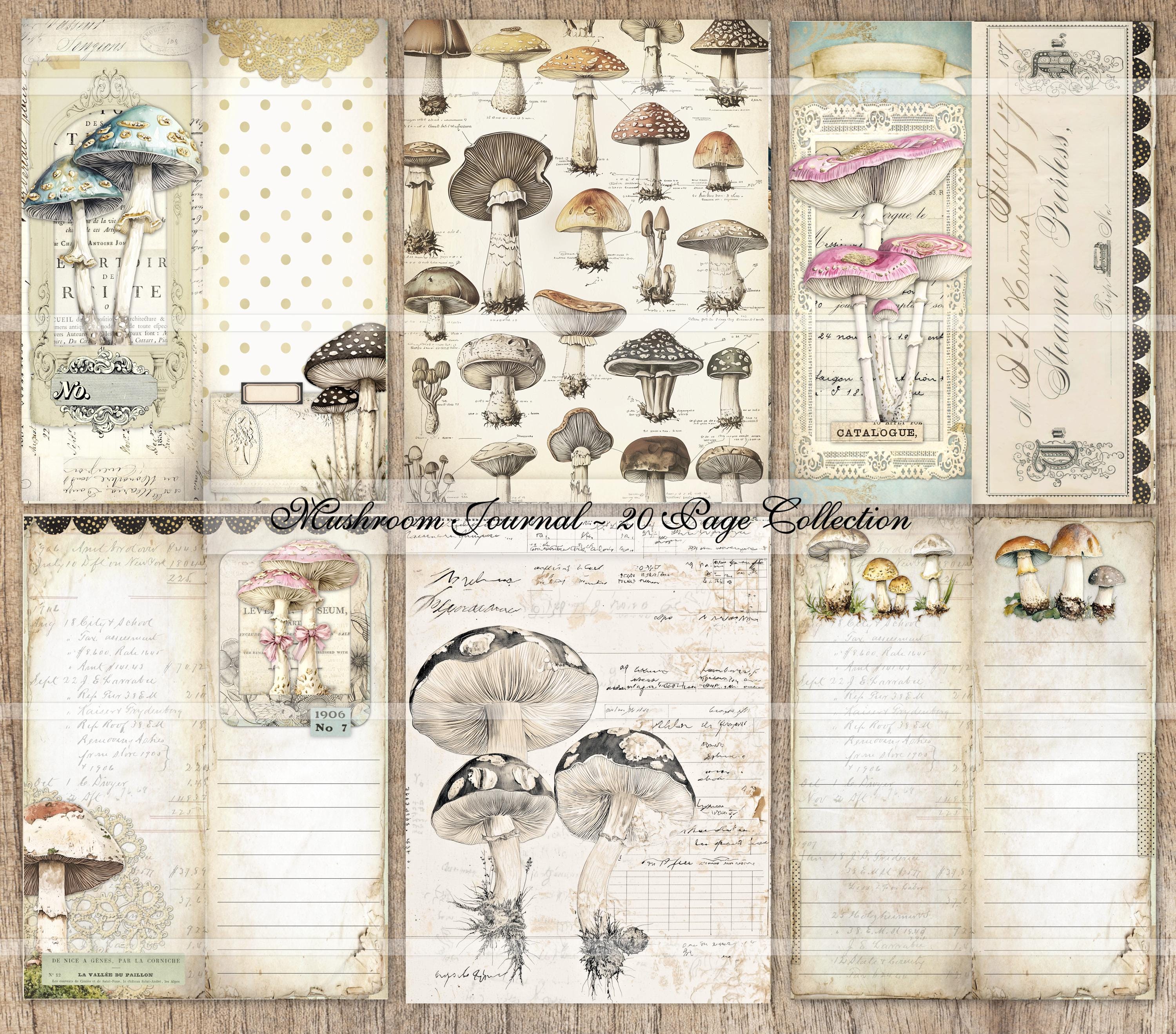 Mushrooms Junk Journal Kit, Printable Pages, Vintage Mushroom Ephemera ...