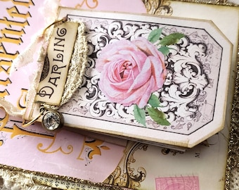 junk journal mini note book printable journaling supplies vintage style miniature stamp book embellishments journal cards tags shabby chic