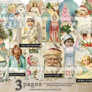 Weihnachten Junk Journal Printable Tags digital collage sheet vintage Weihnachtsbilder Scrapbooking Collage Junk Journal Scrapbooking Papier