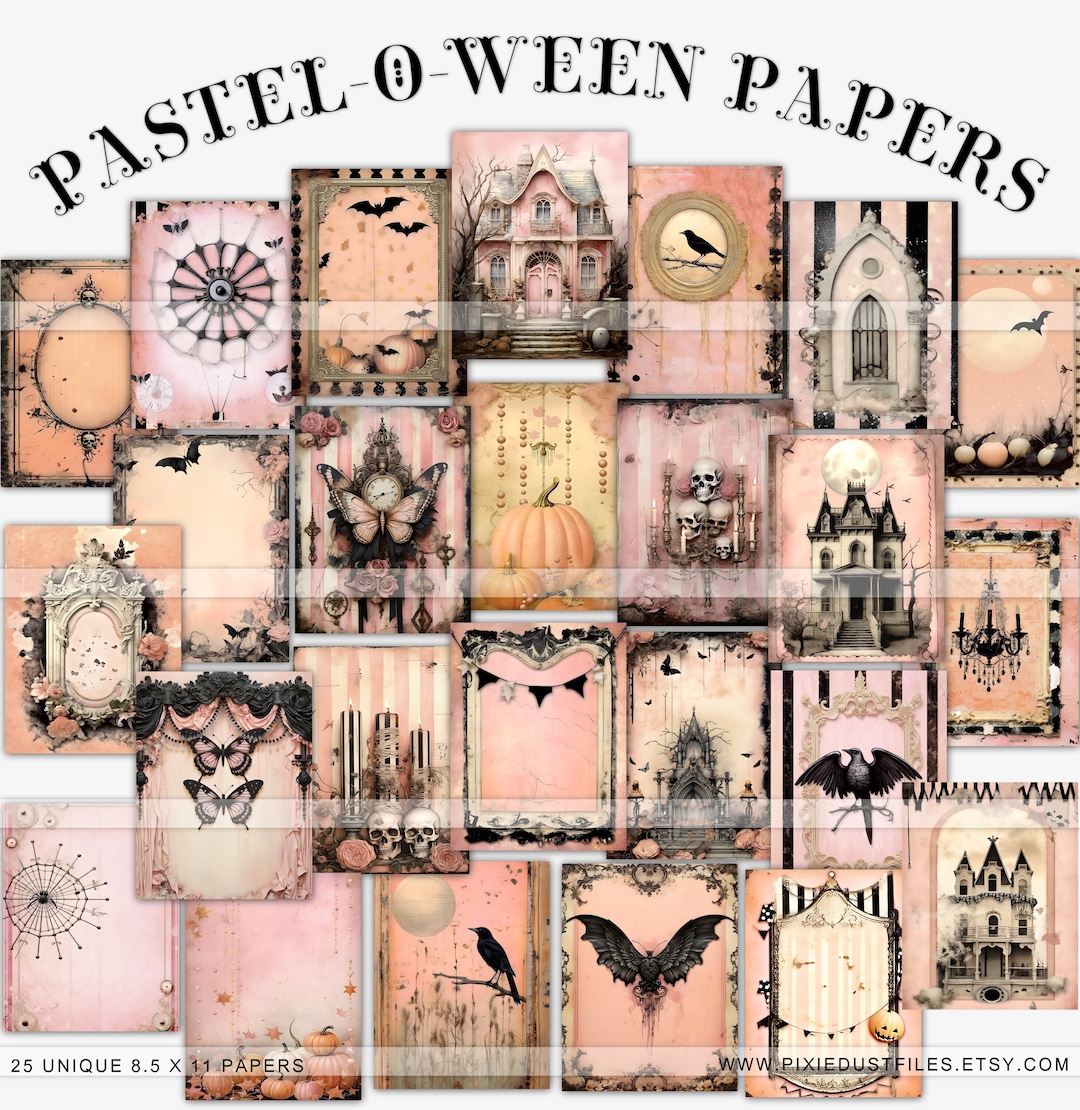Halloween Junk Journal Pages, Printable Scrapbooking Paper, Pastel ...