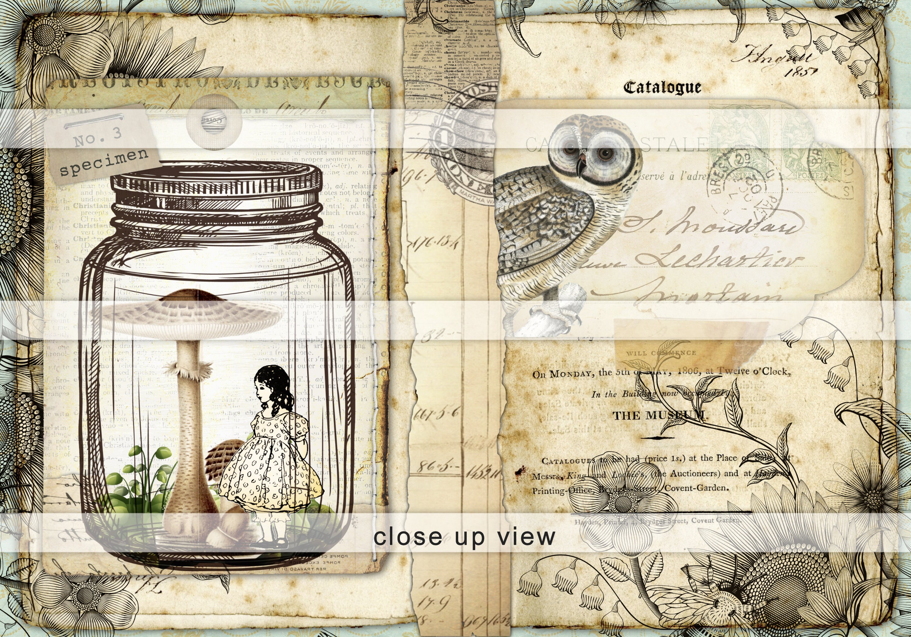 Woodland Forest Junk Journal Printable Kit Vintage Paper Pages Digital ...