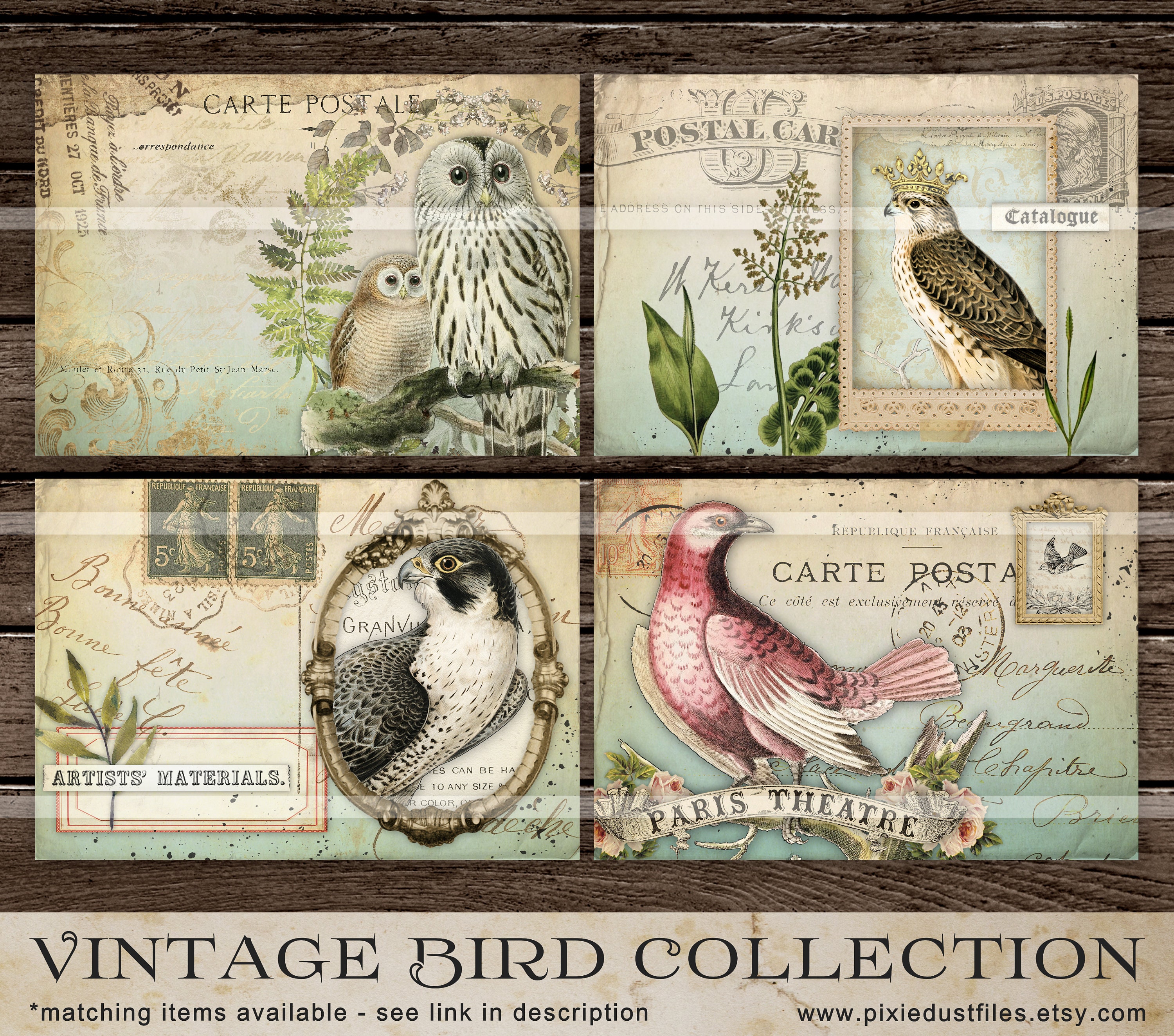 Vintage Birds Junk Journal Digi Kit, Collage Sheets, DIGITAL DOWNLOAD ...