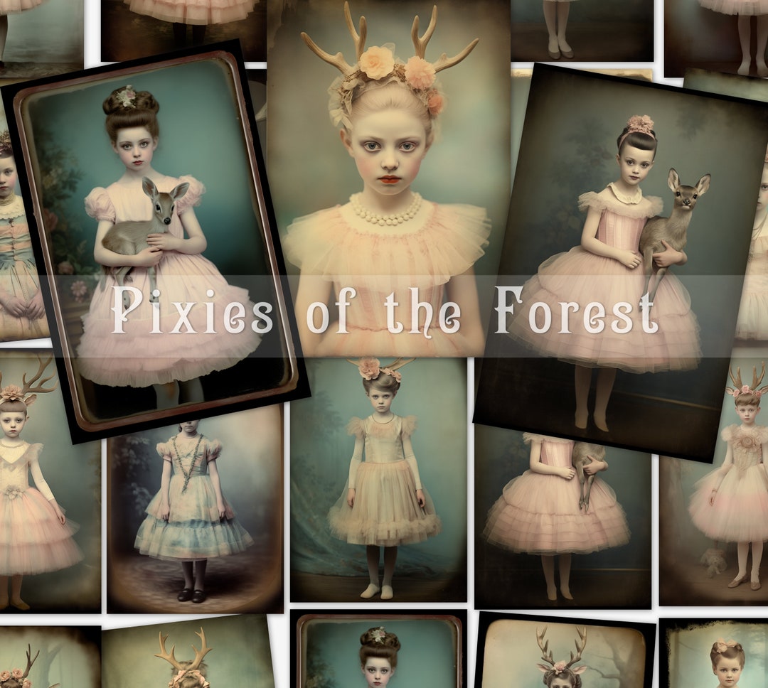 Forest Pixies, Printable Vintage Children Photos, Junk Journal Ephemera ...