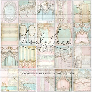 Belle dentelle, kit de journal indésirable, papiers imprimables, pages de journalisation, couleurs pastel, papier de scrapbooking, téléchargement numérique, dentelle vintage, clipart