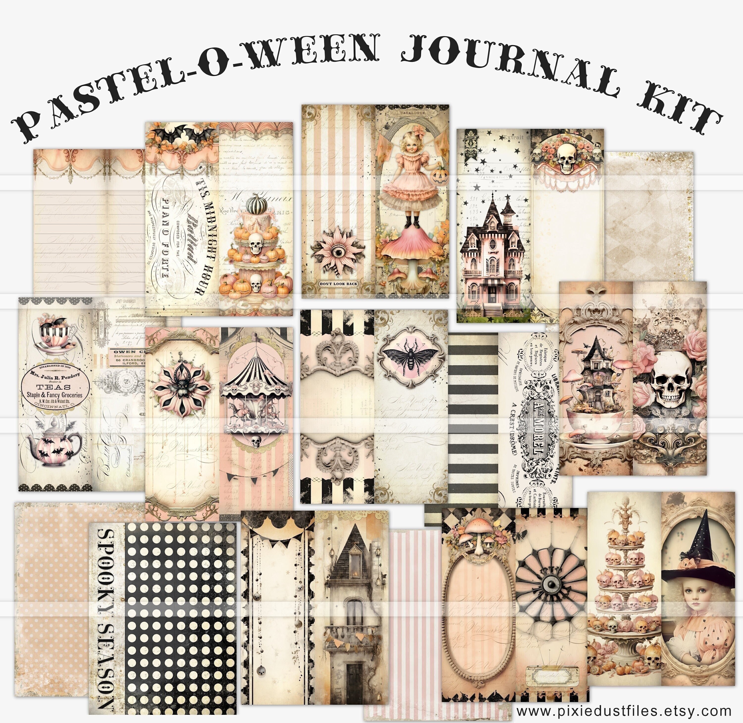 Halloween Junk Journal Kit, Printable Pages, Download, Pastel Halloween ...