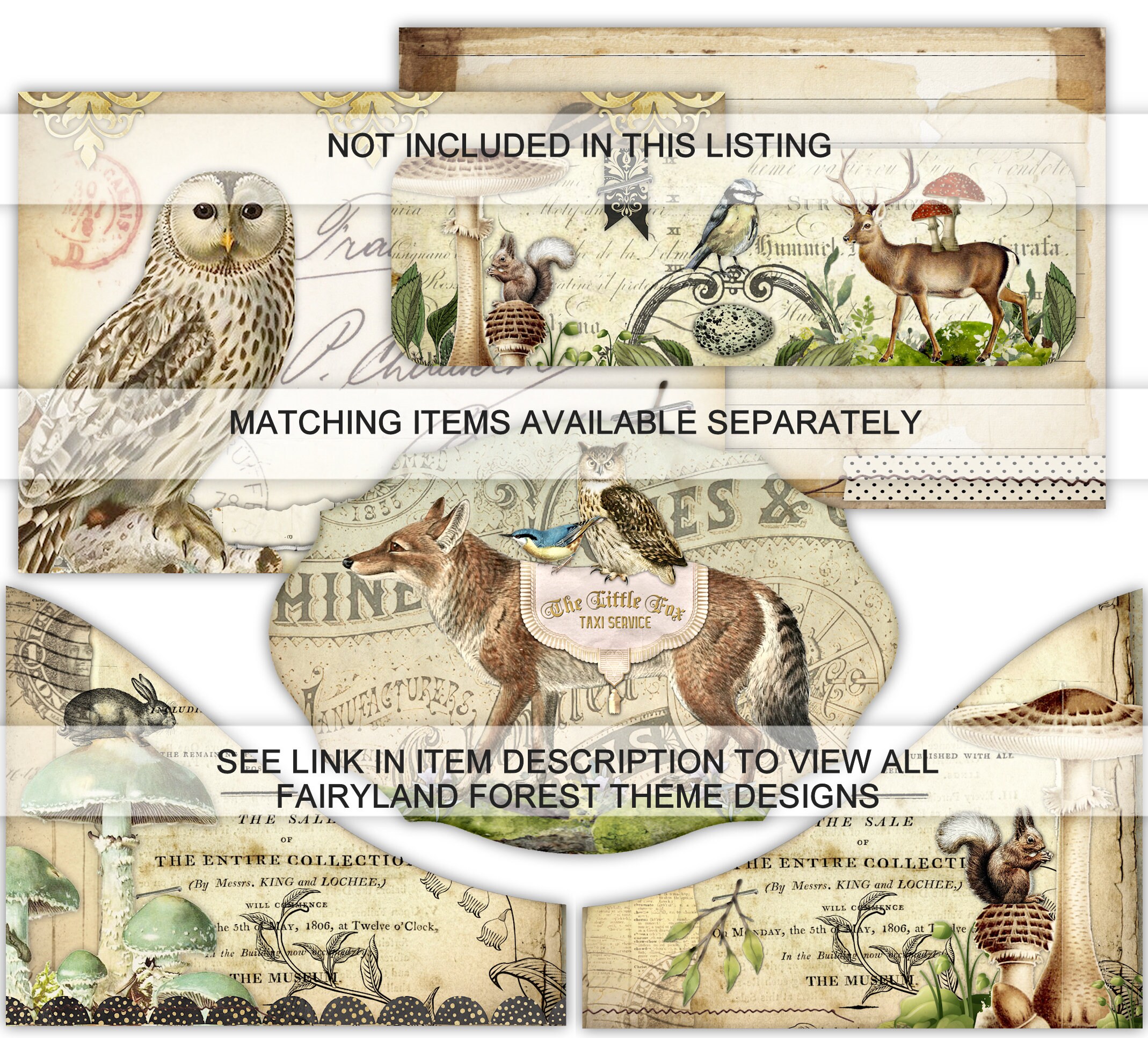 Woodland Forest Junk Journal Printable Kit Vintage Paper Pages Digital ...