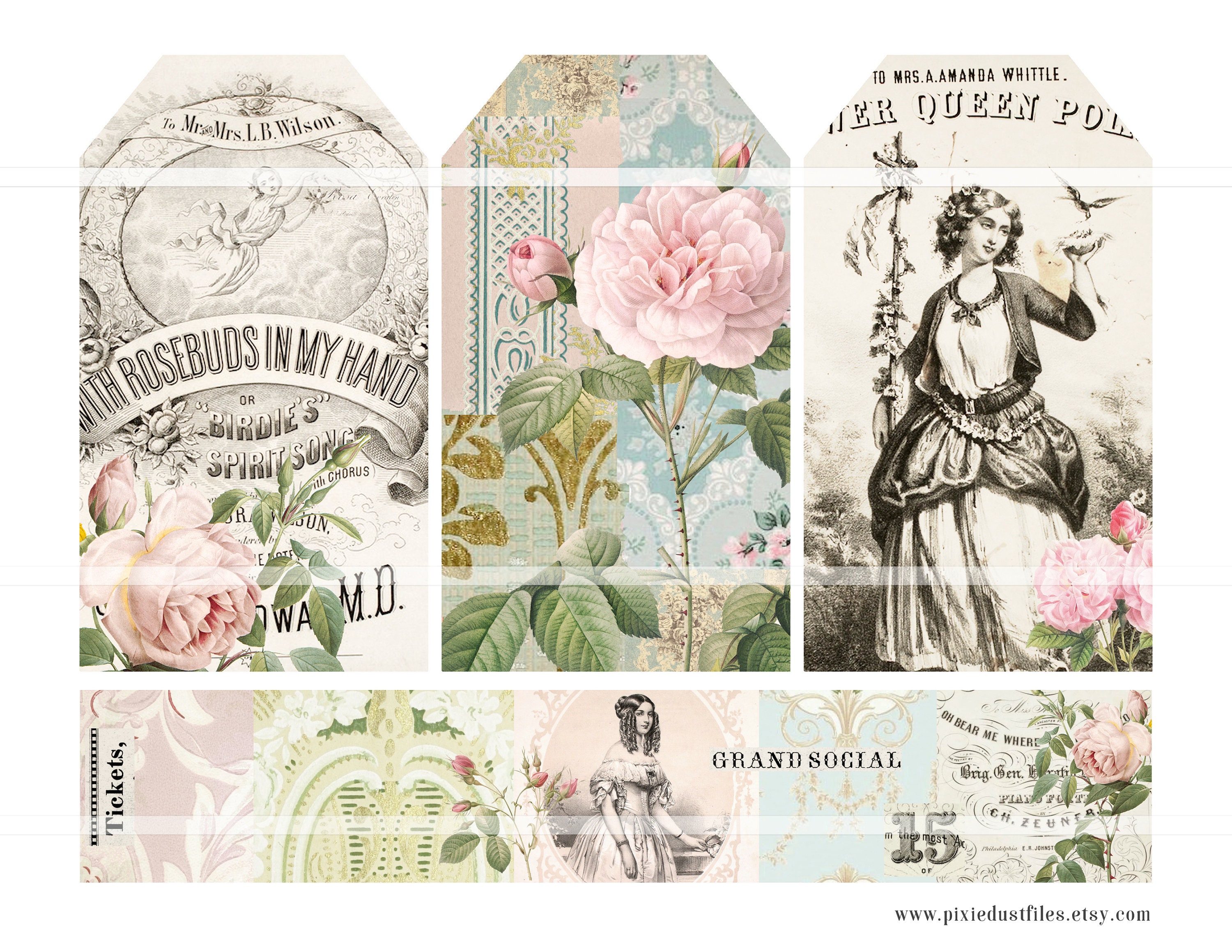 Junk Journal Wallpaper Bundle Printable Wallpapers Tags - Etsy