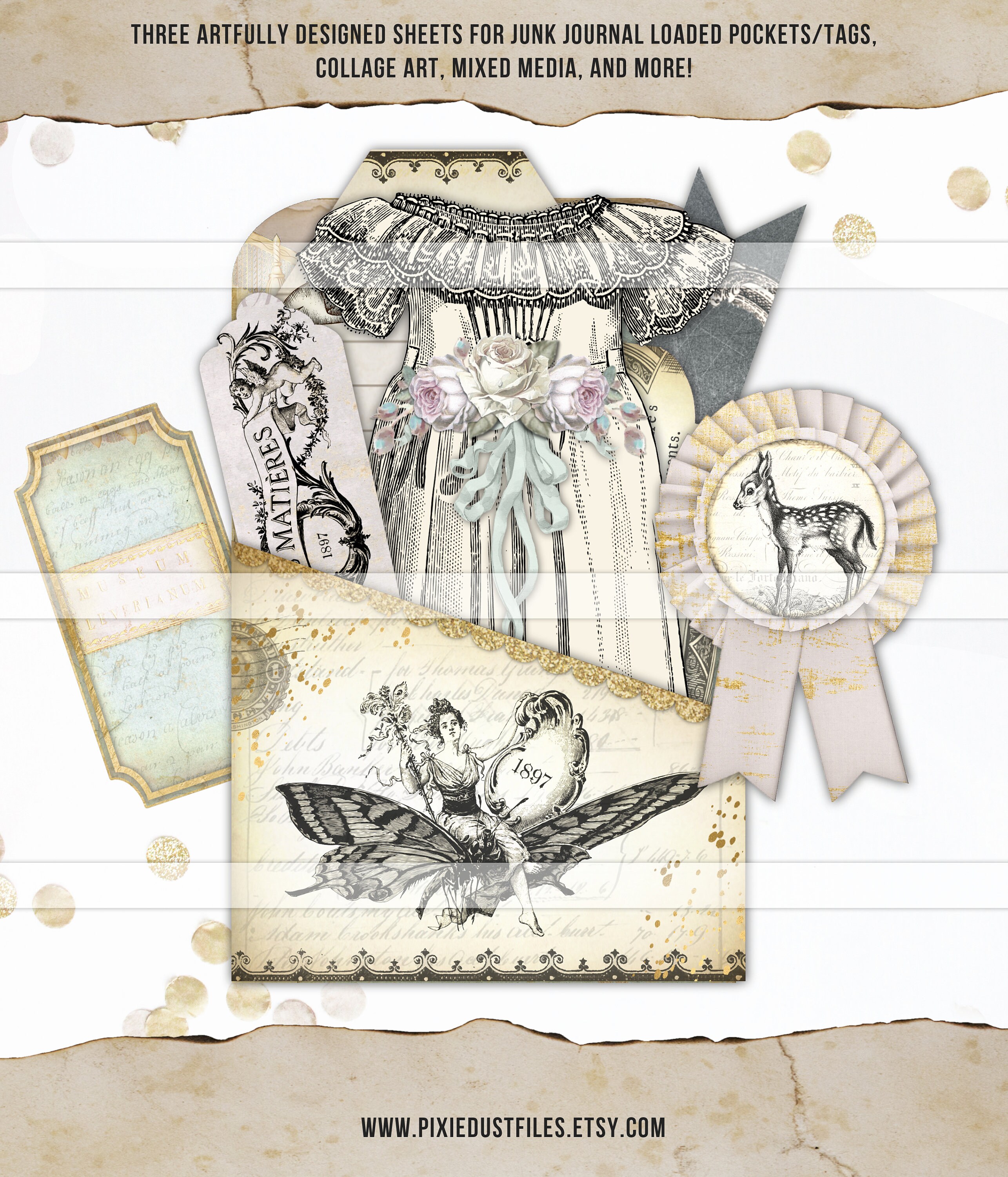 Butterfly Junk Journal Printable Kit Vintage Fairy Collage - Etsy Australia