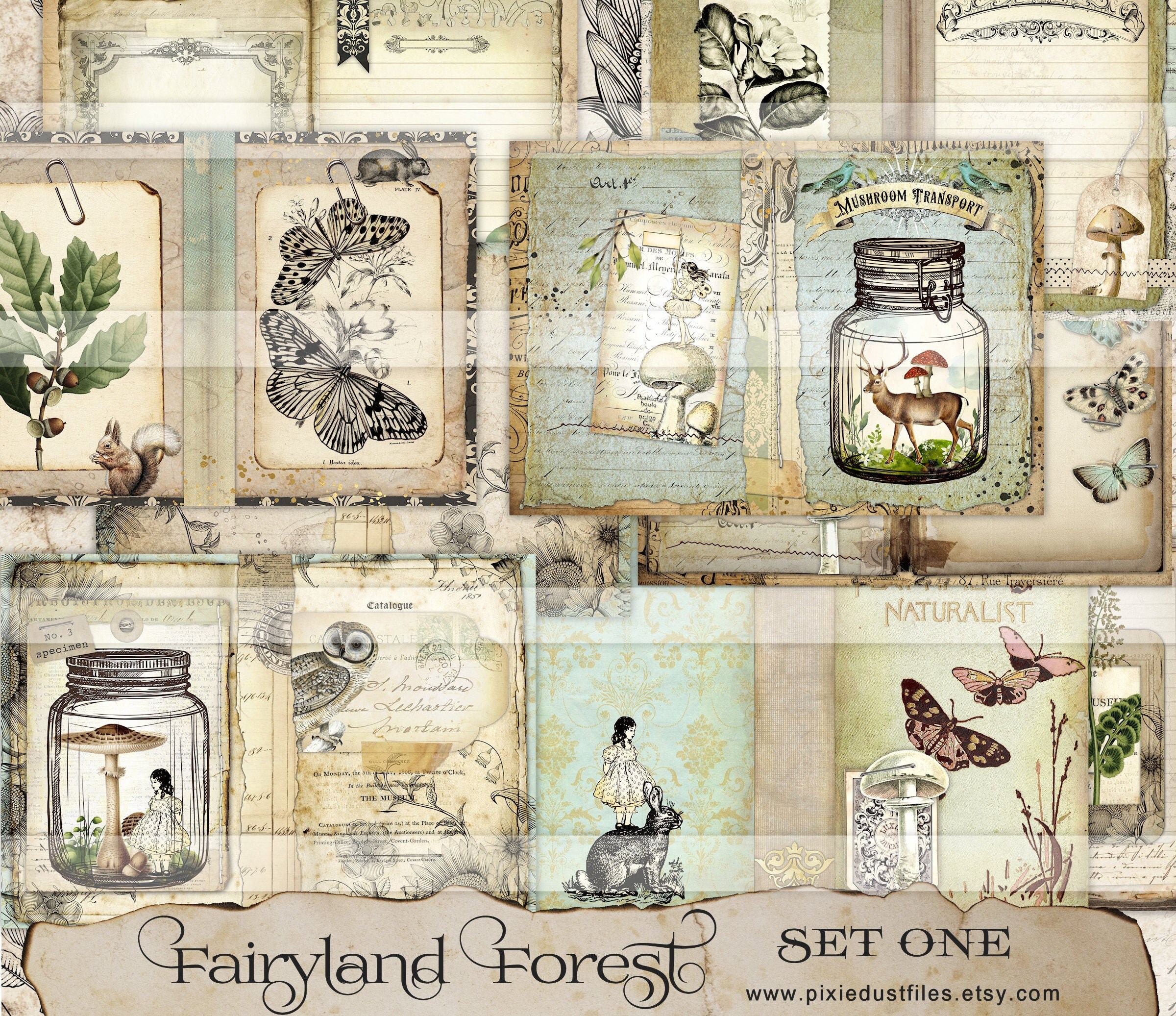 Woodland Forest Junk Journal Printable Kit Vintage Paper Pages Digital ...