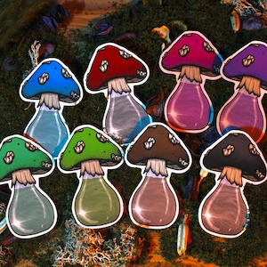 Autocollants en vinyle de potion de champignons