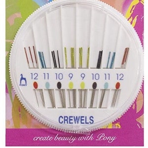 Pony Coloured Eye Crewels, Hand Sewing Needle Compact - Pack of 24 - 10281