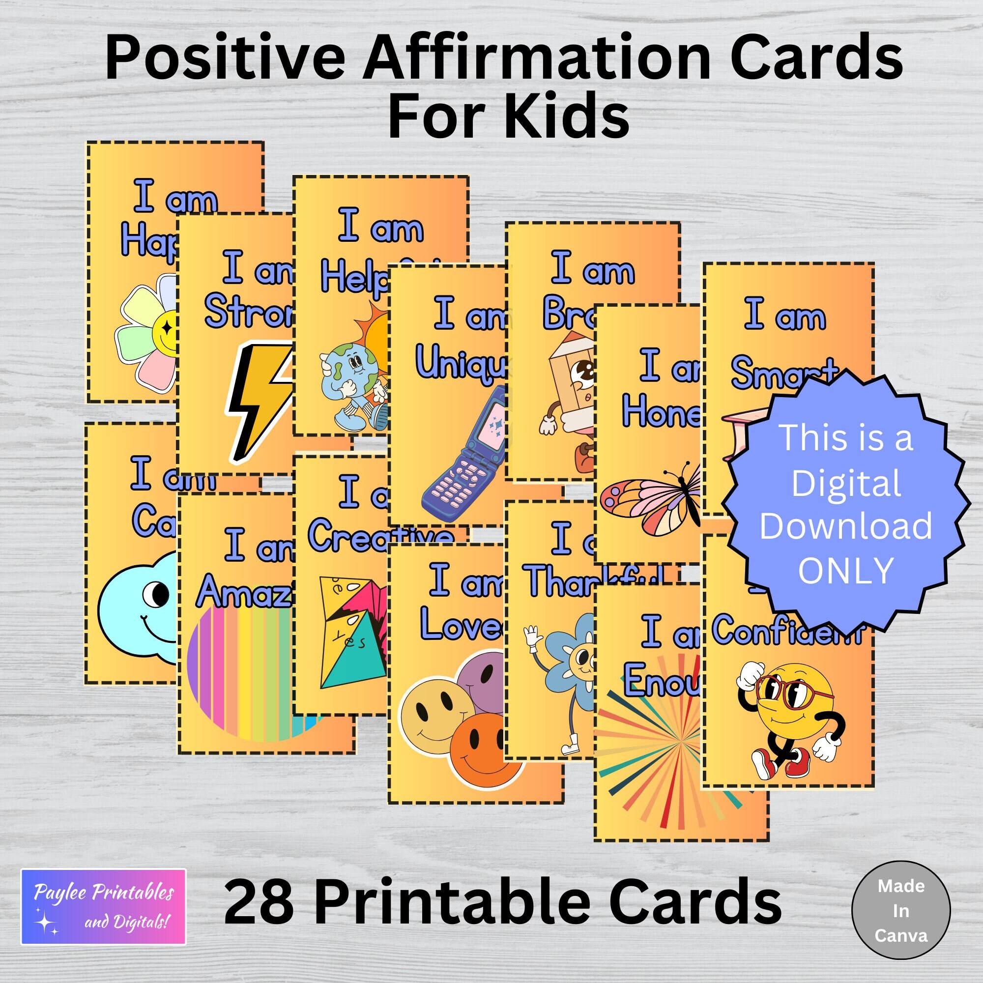 Positive Affirmations for Kids Printable Affirmation Cards Etsy