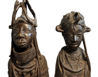 Couple Bronze Ife Yoruba from Benin city Oyo Nigeria.