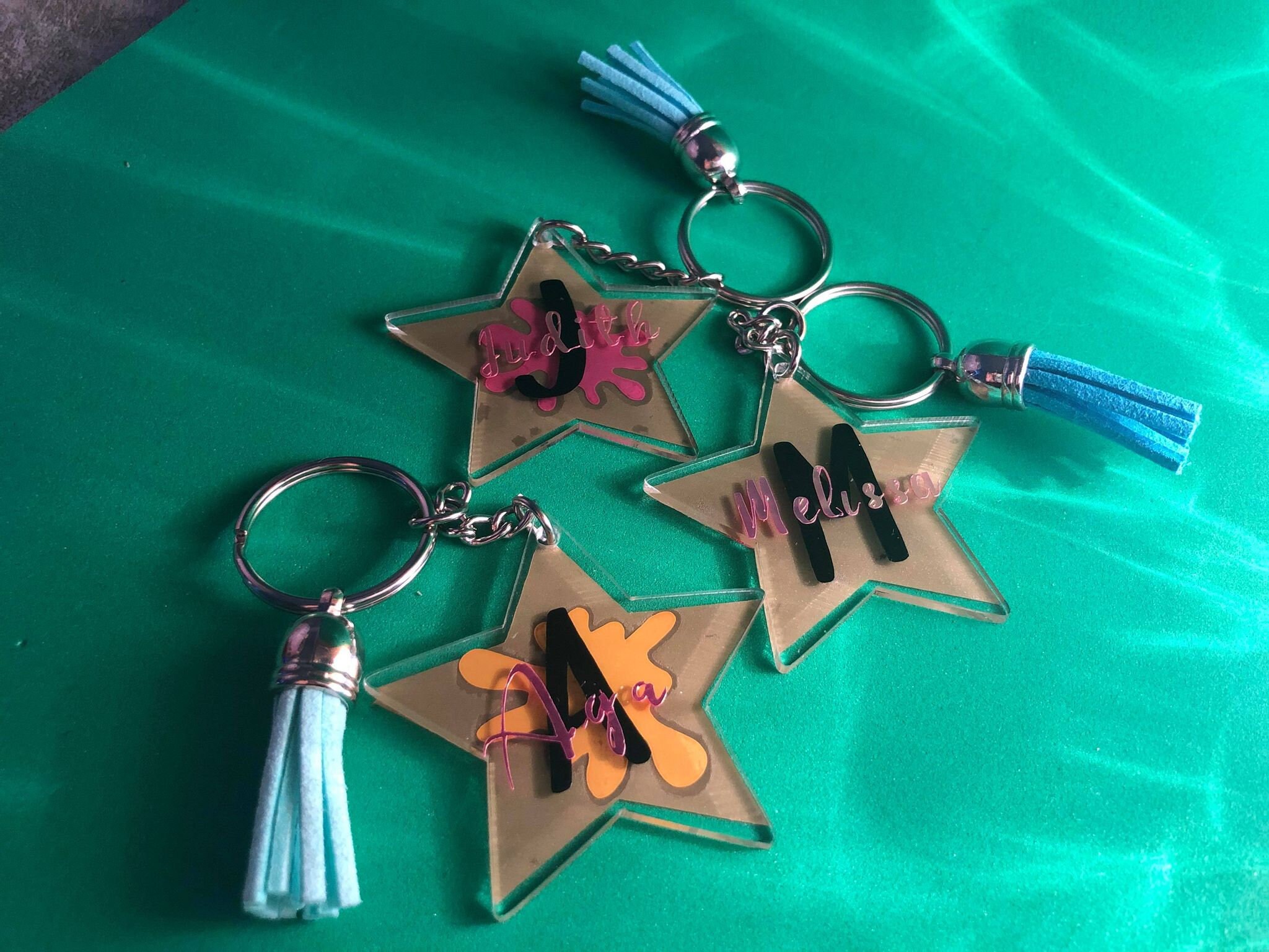Star keychain keyring gift personalised kids women men gold Etsy