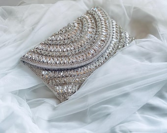 Handmade Crystal wedding day clutch