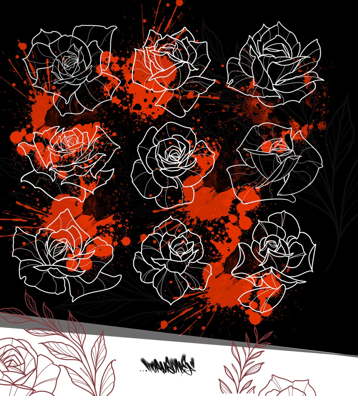 60 Rose Brushes Procreate Stamps Etsy