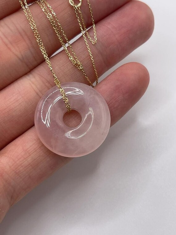 9ct Gold Rose Quartz Necklace | Etsy