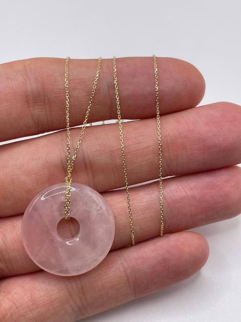 9ct Gold Rose Quartz Necklace | Etsy