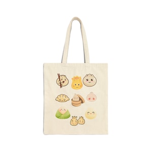 Dumplings - Cotton Canvas Tote Bag, Dim Sum Bag, Bao, Pierogi, Gyoza, Food Bag