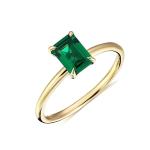 Lab Created Emerald Ring, 14K Solid Gold Ring, Personalized Jewelry, Mom Gift, Mothers Day Gifts, Mothers day, Gift For Mother, Jewelry