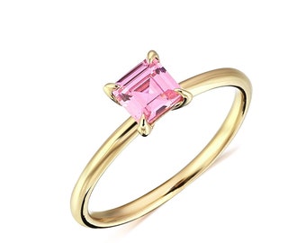 Pink Sapphire Ring and 14K Solid Gold, Pink Sapphire Ring, Jewelry, Rings, Valentines Day, Valentines Day Gift, Gift For Her, Minimalist