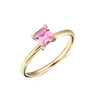 Pink Sapphire Ring and 14K Solid Gold, Pink Sapphire Ring, Jewelry, Rings, Valentines Day, Valentines Day Gift, Gift For Her, Minimalist