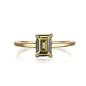 Citrine Ring, Emerald Cut Citrine Ring, 14K Solid Gold, Personalized Jewelry, Mom Gift, Mothers Day Gifts, Mothers day, Gift For Mother