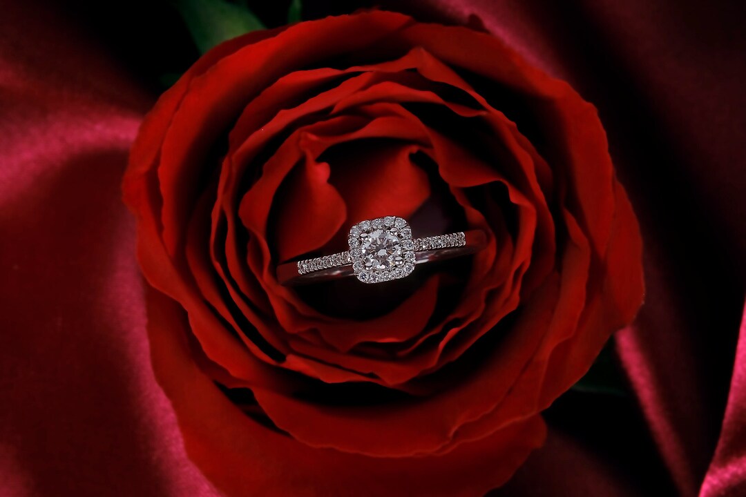 14K Solid Gold and Real Diamond Engagement Ring, Christmas, Christmas Gifts, Gift for Her, Best