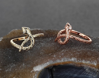 14K Solid Gold Snake Ring, Real Diamond Snake Ring, Personalized Jewelry, Mom Gift, Mothers Day Gifts, Mothers day, Gift For Mother, Jewelry