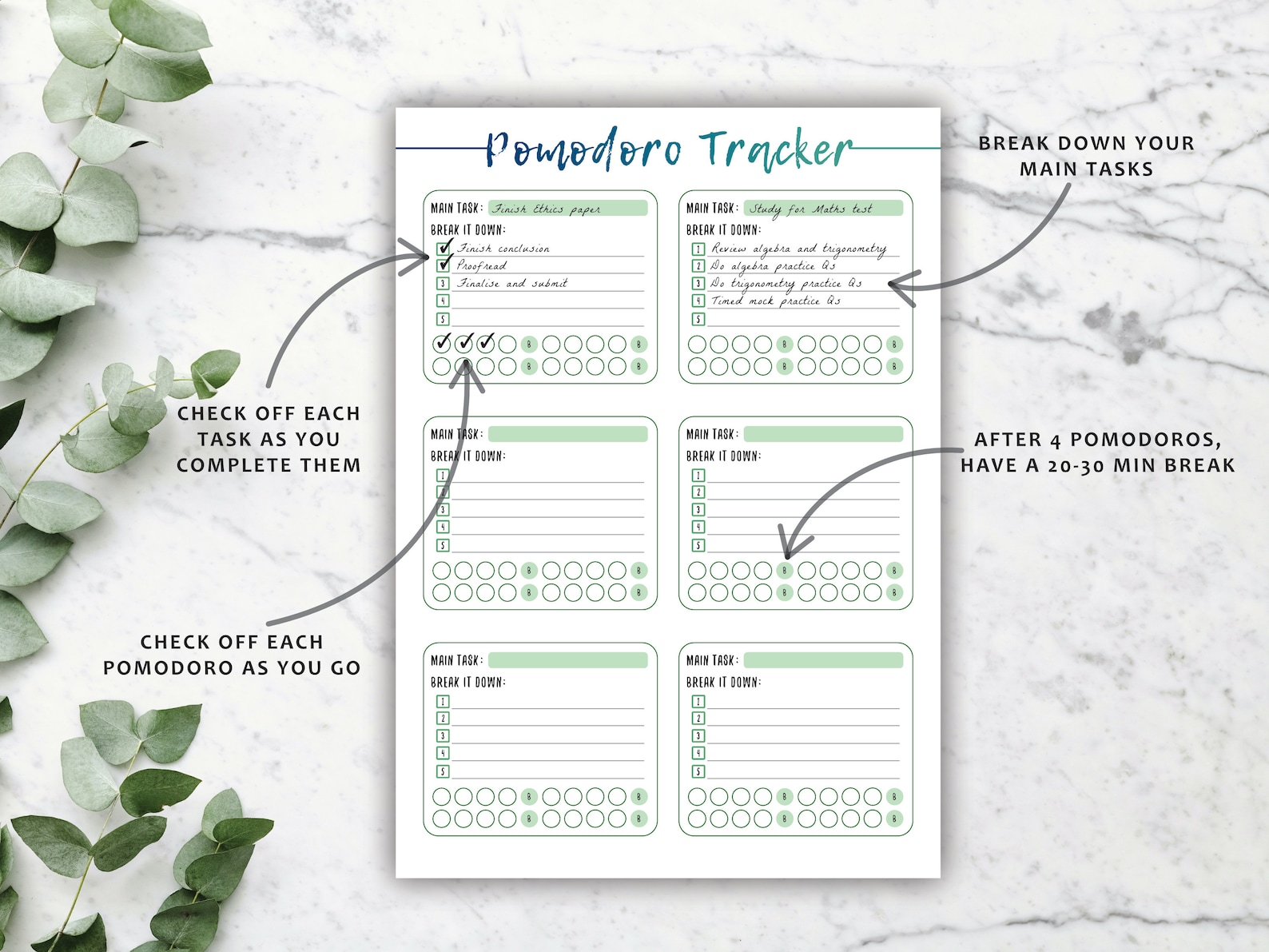 Pomodoro Planner Printable Pomodoro Technique Tracker | Etsy