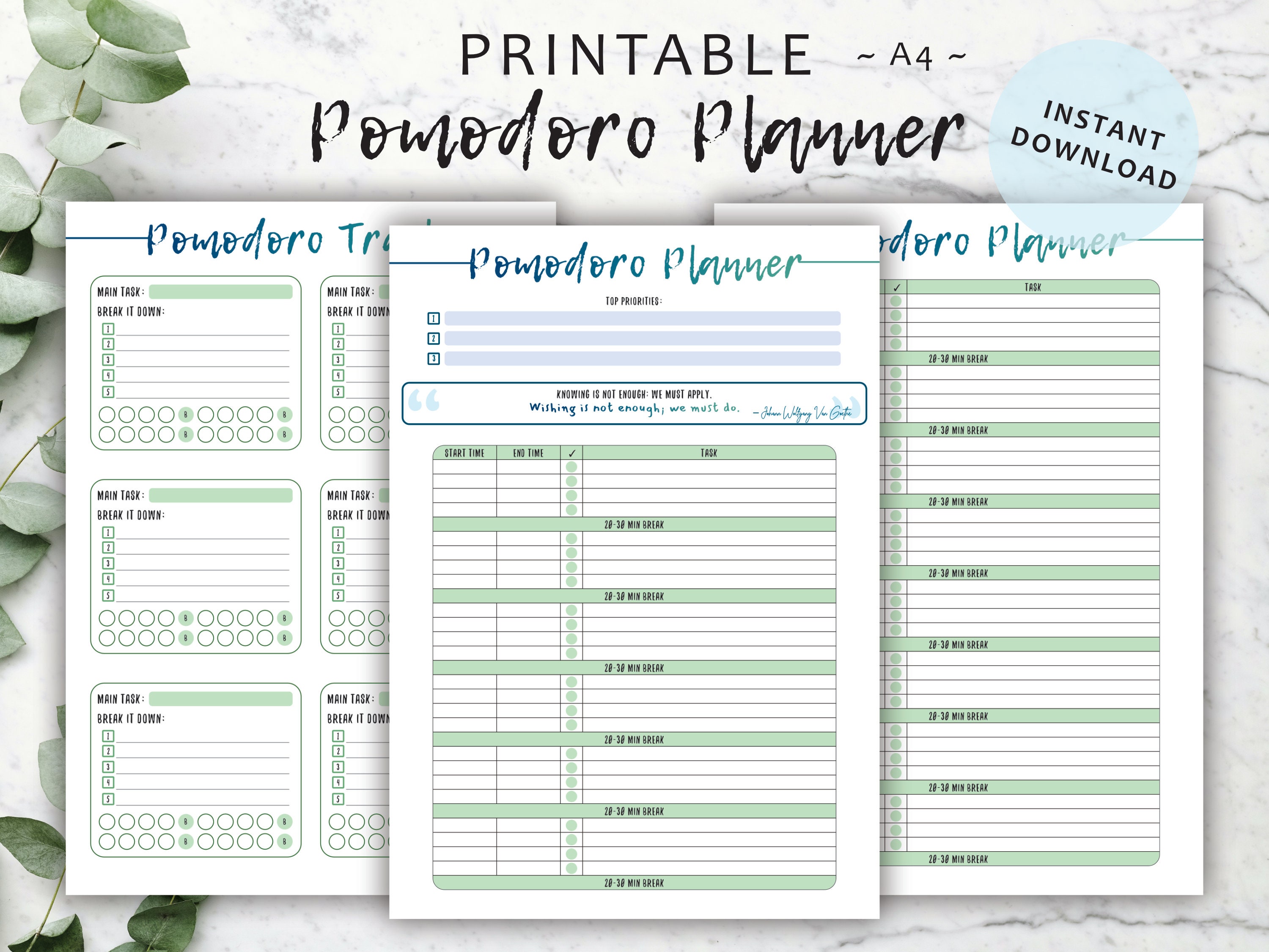 Pomodoro Planner Printable Pomodoro Technique Tracker - Etsy Australia